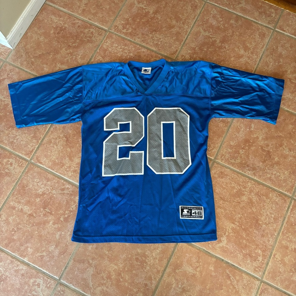 Vintage Detroit Lions Barry Sanders Jersey Size 46 Starter Blue